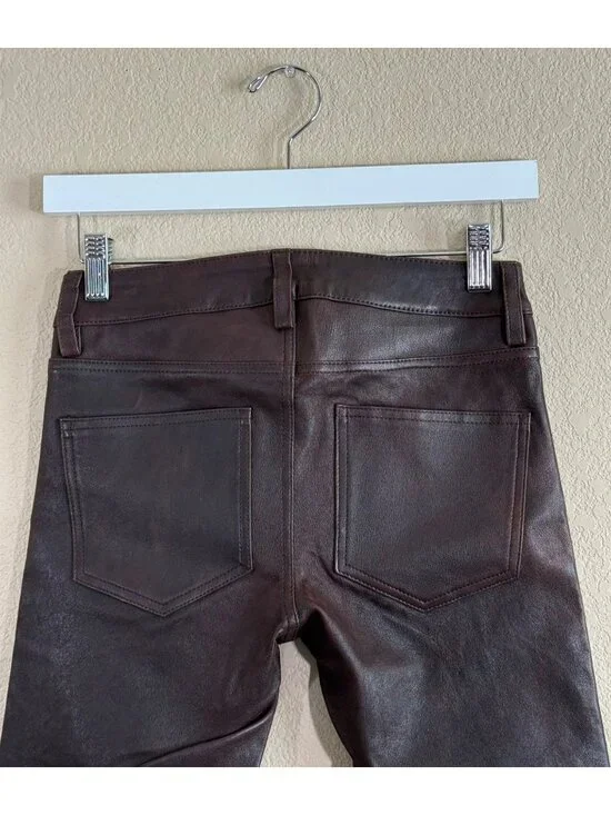 Zadig & Voltaire Women's Phlame Sheep Leather Pants Skinny Fit Chocolate Brown - Picture 5 of 8